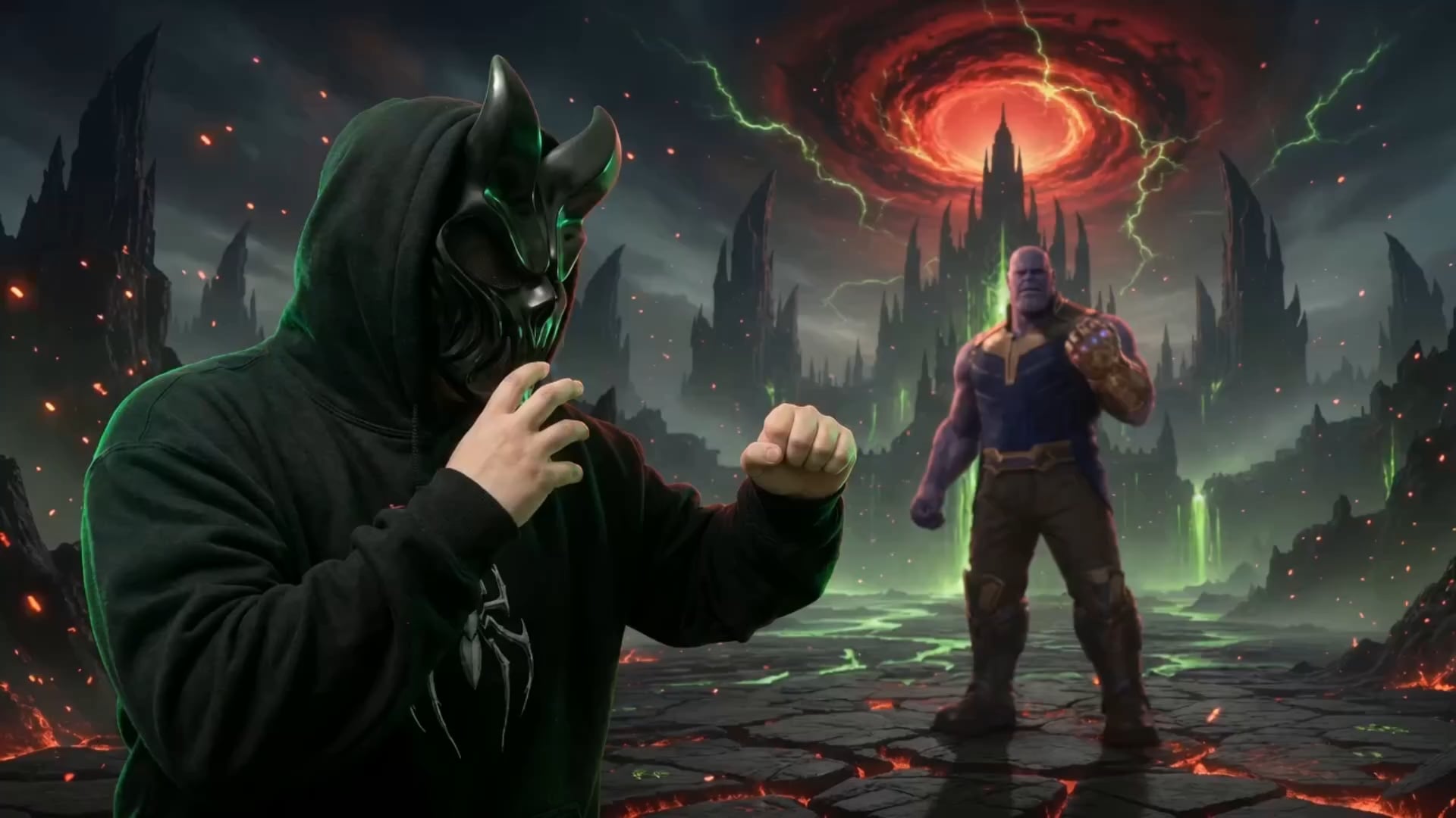 Original image for Seedance 2.0 creation of Me, and my 2 friends taking on Thanos This was really fun to create