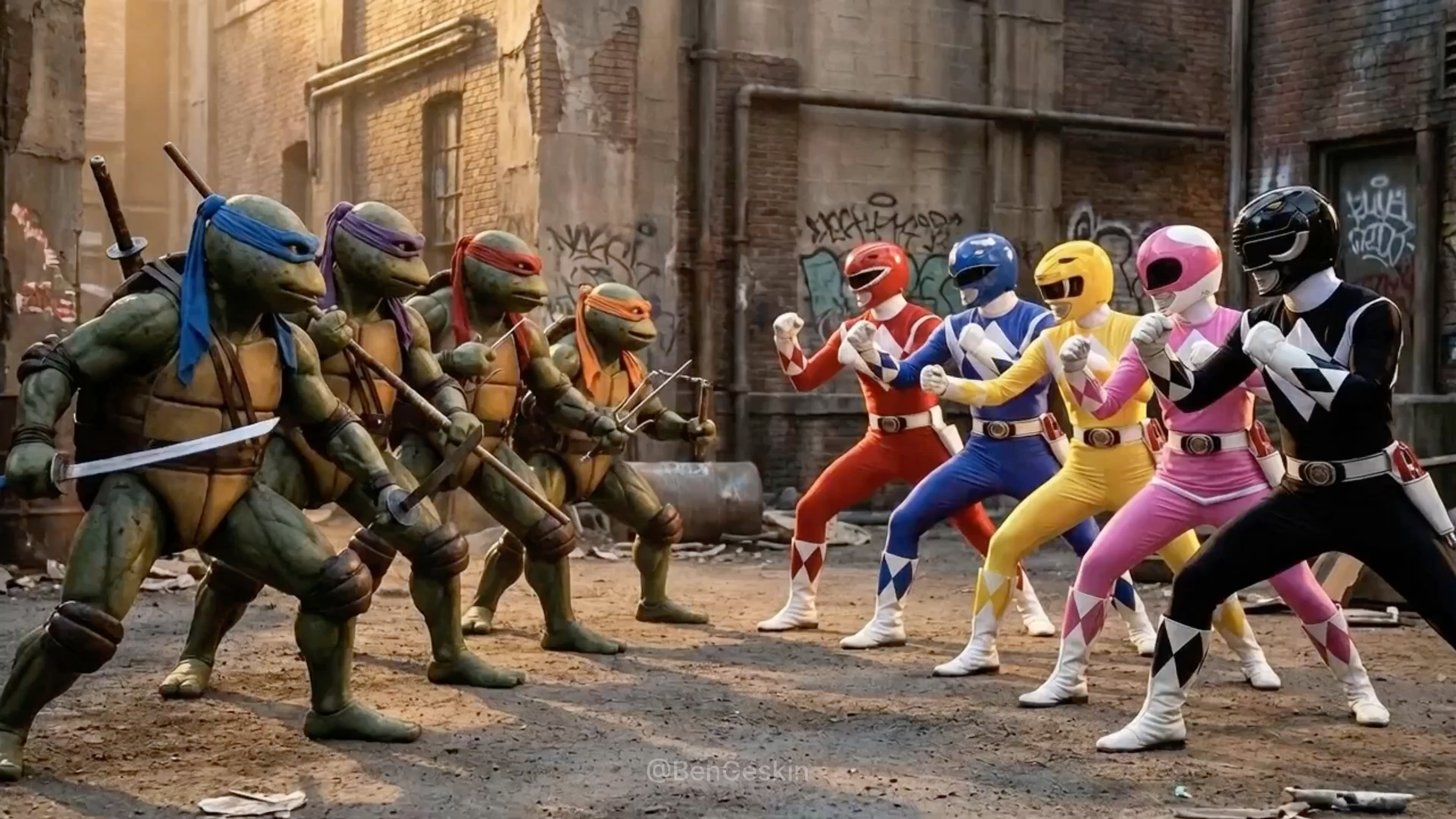 Ninja Turtles vs Power Rangers — This was generated with Seedance 2.0